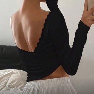 Elegant Black Lace Trim Top